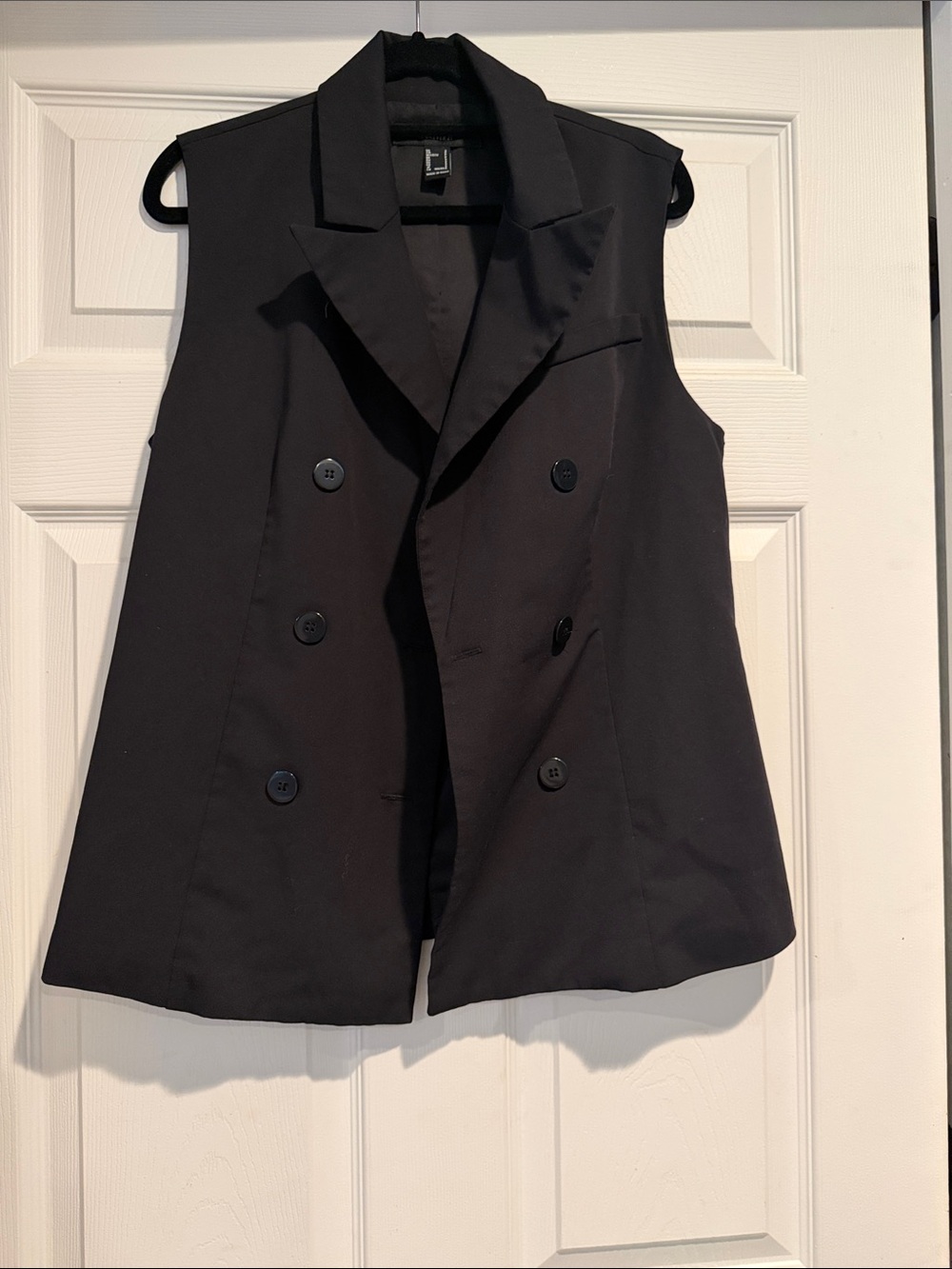 Black Double-Breasted Sleeveless Blazer Vest